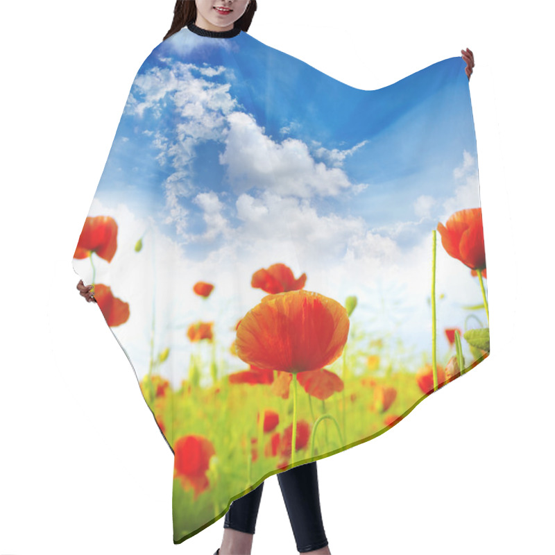 Personality  Red Poppies Hair Cutting Cape