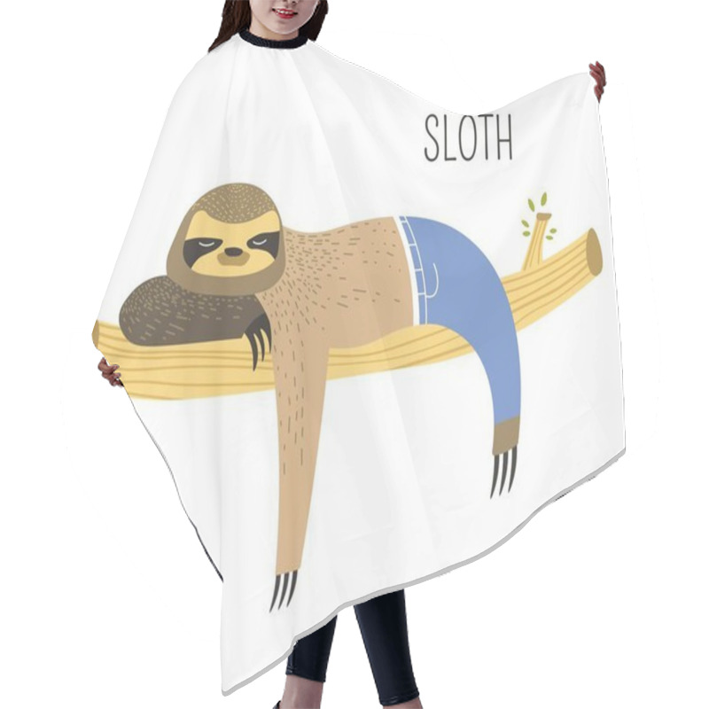 Personality  Sloth In Jeans On Branch  Hair Cutting Cape