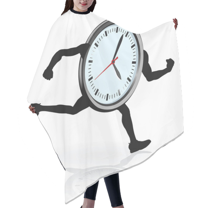 Personality  Clock Character Running Hair Cutting Cape