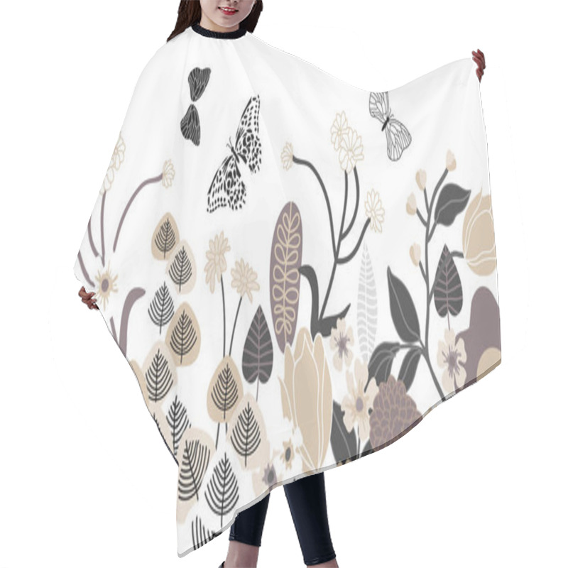 Personality  Seamless Vector Border With Japanese Motifs. Hair Cutting Cape