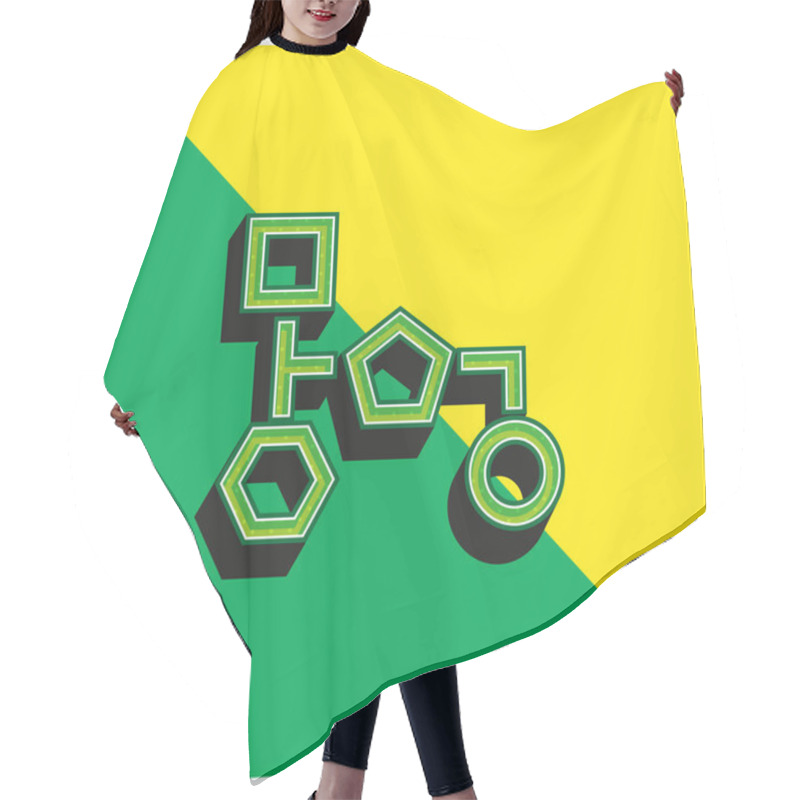 Personality  Block Scheme Of Geometrical Shapes Outlines Green And Yellow Modern 3d Vector Icon Logo Hair Cutting Cape