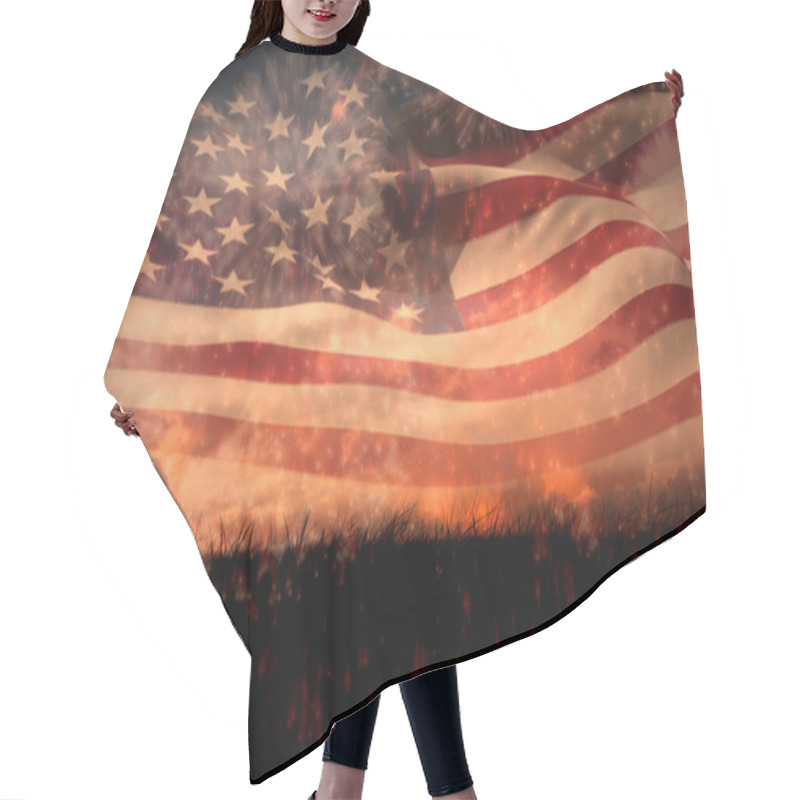 Personality  Digitally Generated American Flag Rippling Hair Cutting Cape