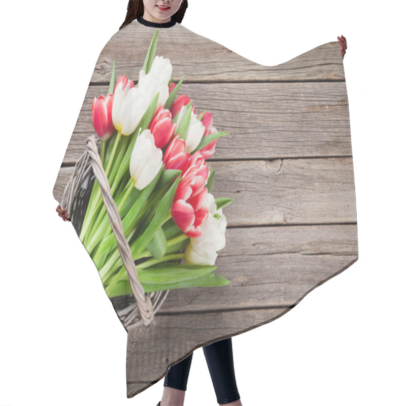 Personality  Red And White Tulips Bouquet Hair Cutting Cape