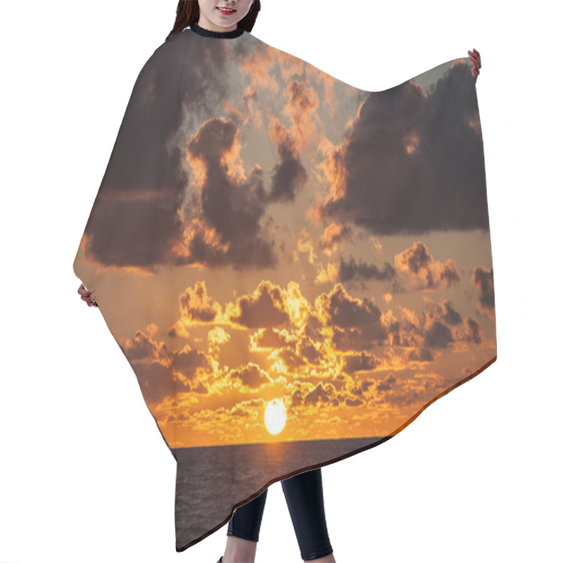 Personality  Vibrant Sunset And Caribbean Sea Hair Cutting Cape