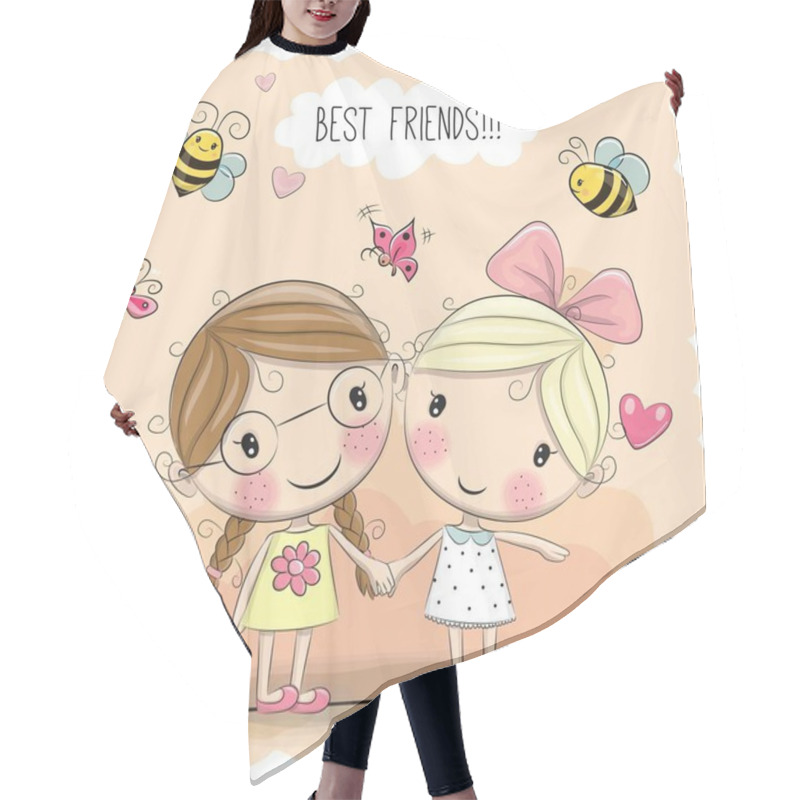 Personality  Two Cute Cartoon Girls Hair Cutting Cape