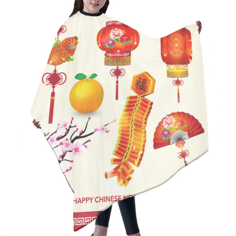 Personality  Happy Chinese New Year Decoration Set Hair Cutting Cape