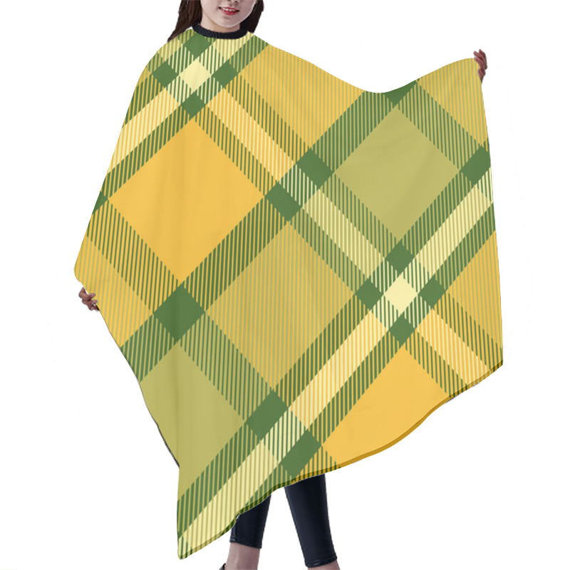 Personality  Tartan Pattern In Yellow And Green . Texture For Plaid, Tablecloths, Clothes, Shirts, Dresses, Paper, Bedding, Blankets, Quilts And Other Textile Products. Vector Illustration EPS 10 Hair Cutting Cape