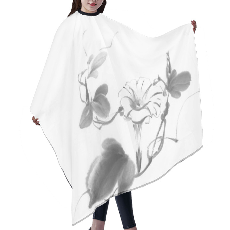 Personality  Morning Glory Chinese Ink Painting Hair Cutting Cape