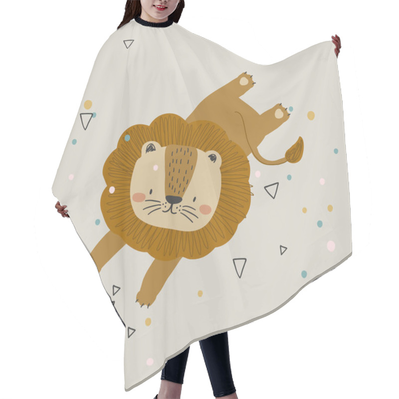 Personality  Little Lion, Concept For Nursery Print. Hair Cutting Cape