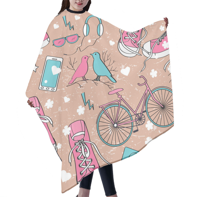 Personality  Cute Teenager Girls Pattern. Hair Cutting Cape