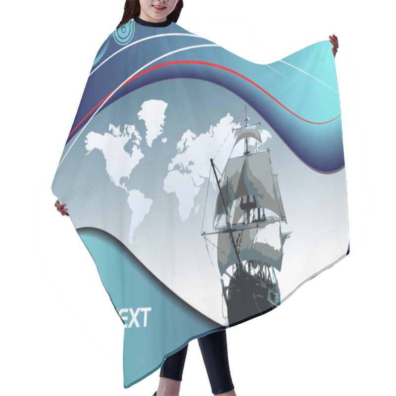 Personality  Cover For Brochure With Old Sailing Vessel Hair Cutting Cape