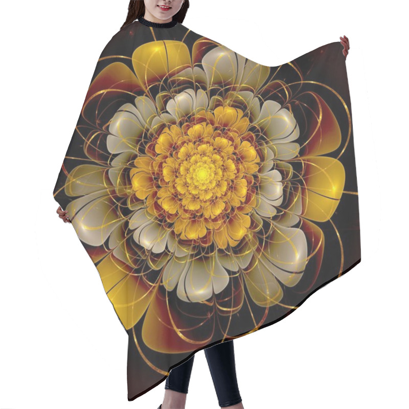 Personality  Dark Gold Fractal Flower Pattern Hair Cutting Cape