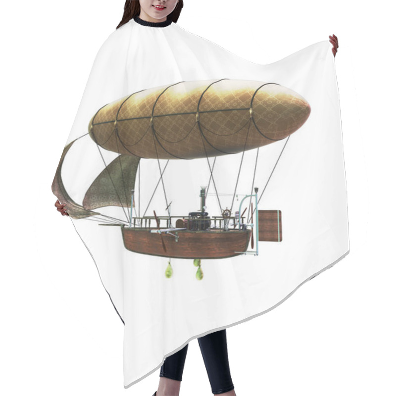 Personality  Side View Of Flying Air Ship Illustration Hair Cutting Cape