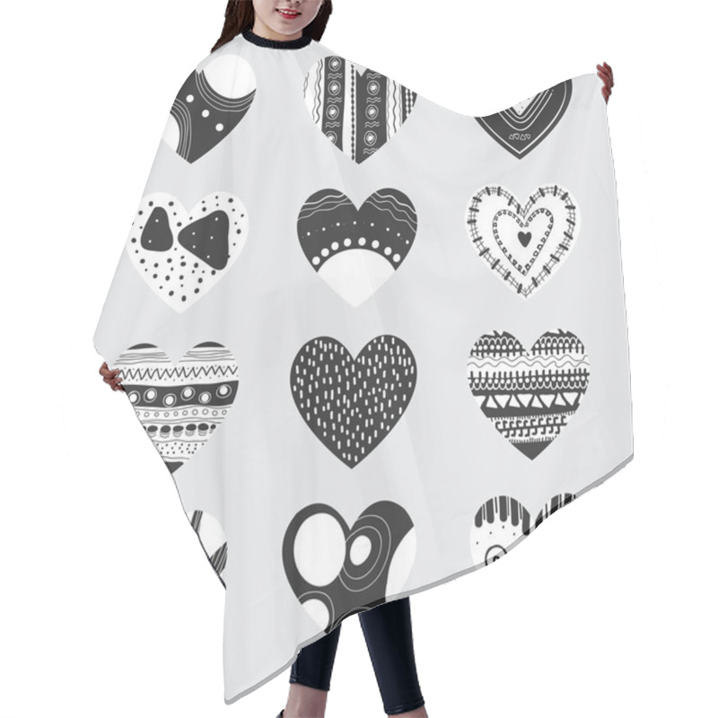 Personality  Black And White Hearts Hair Cutting Cape