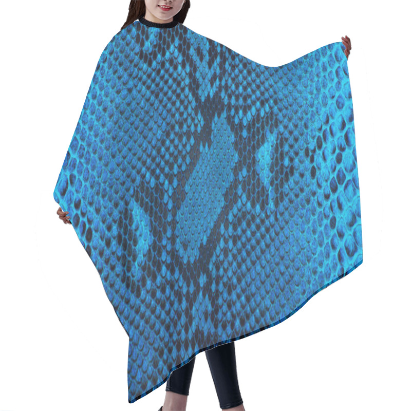 Personality  Reticulated Python Skin As Background. Blue Snake Skin. Hair Cutting Cape