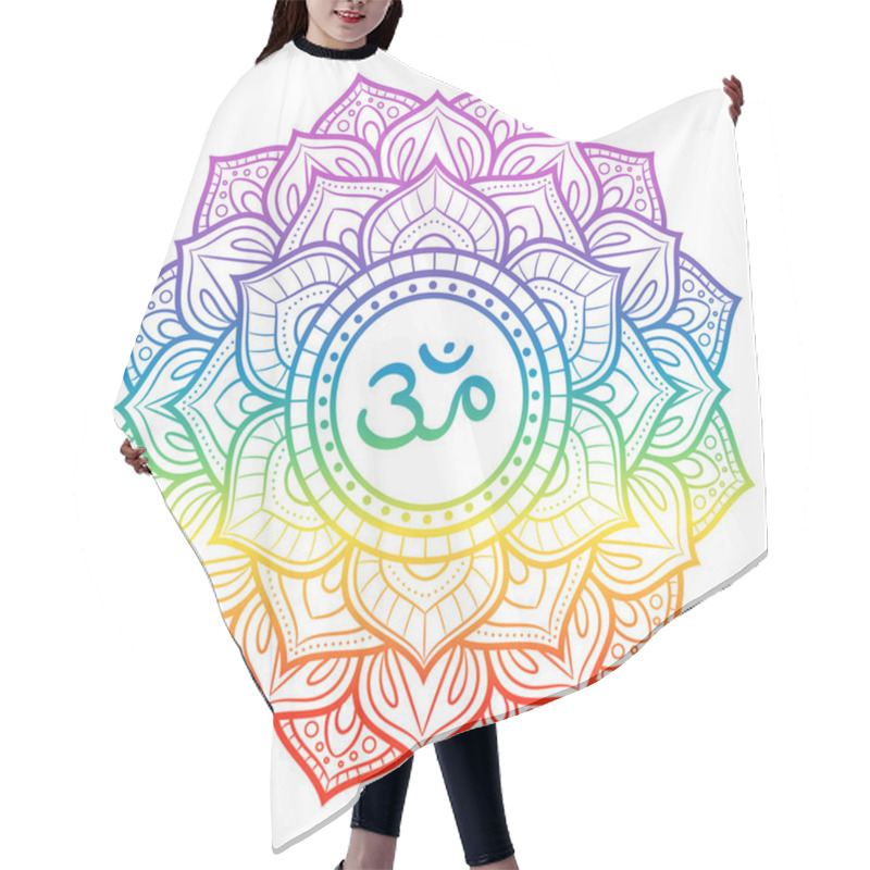 Personality  Rainbow Mandala, Sahasrara Crown Chakra Symbol, Decorative Ornam Hair Cutting Cape