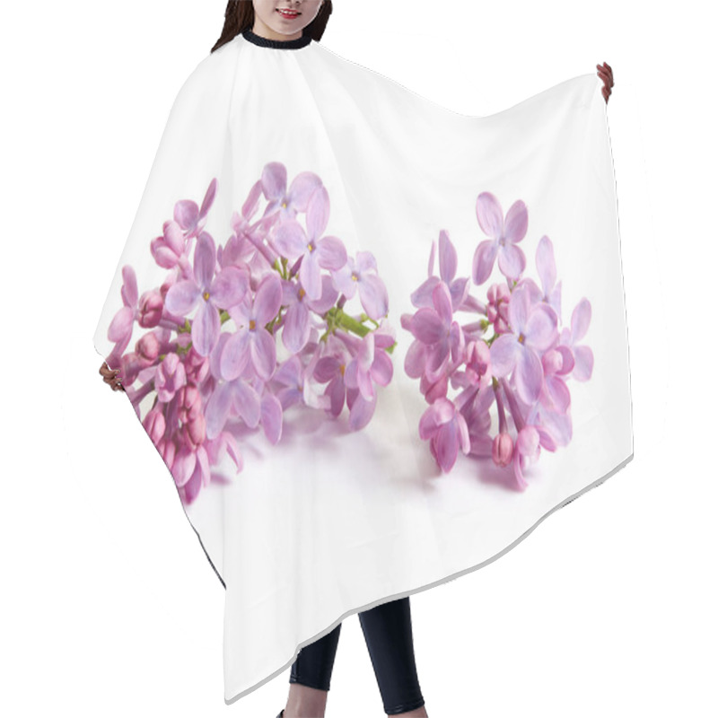 Personality  Purple Lilac Flowers Isolated On White Background Hair Cutting Cape