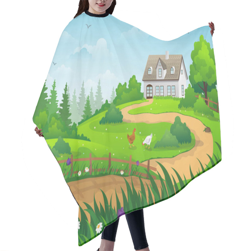 Personality  Country Summer Landscape Hair Cutting Cape