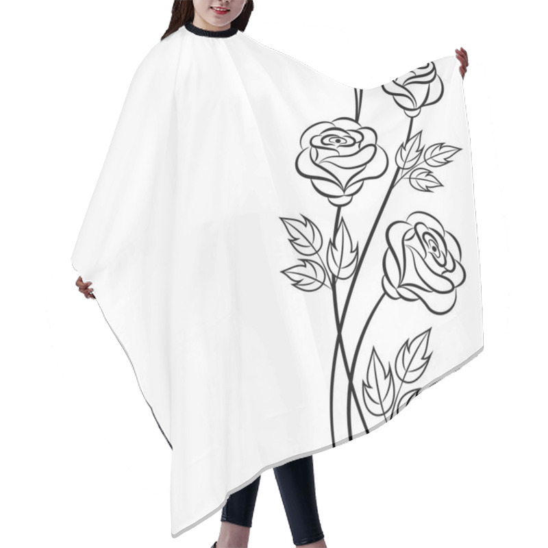 Personality  Simple Floral Background In Black And White Hair Cutting Cape