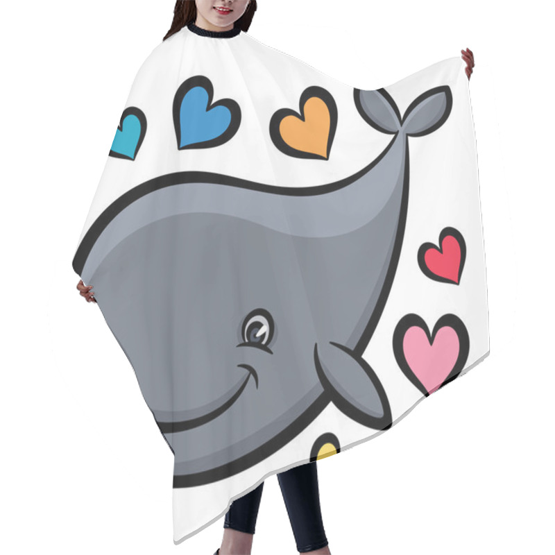 Personality  Cartoon Whale With Hearts Hair Cutting Cape