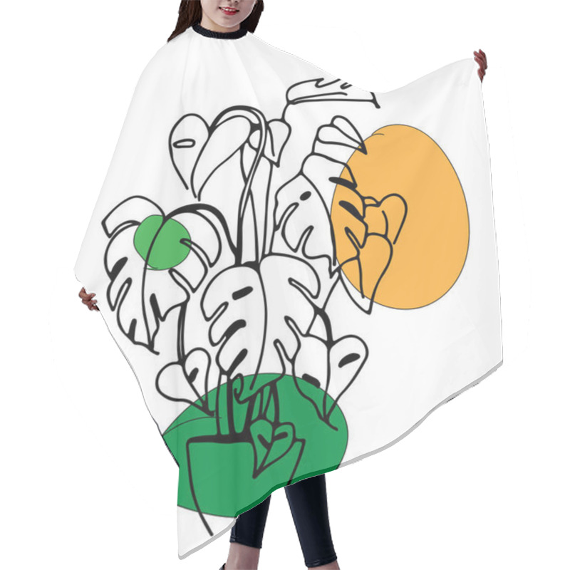 Personality    Background With Hand-drawn Sketch Tropical Leaves With Green And Beige Spots Hair Cutting Cape