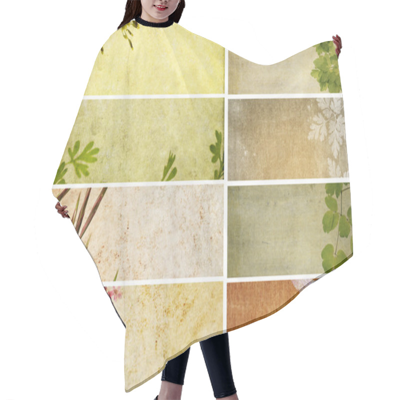 Personality  Lovely Set Of Banners With Floral Elements And Earthy Textures. Useful Design Elements Hair Cutting Cape