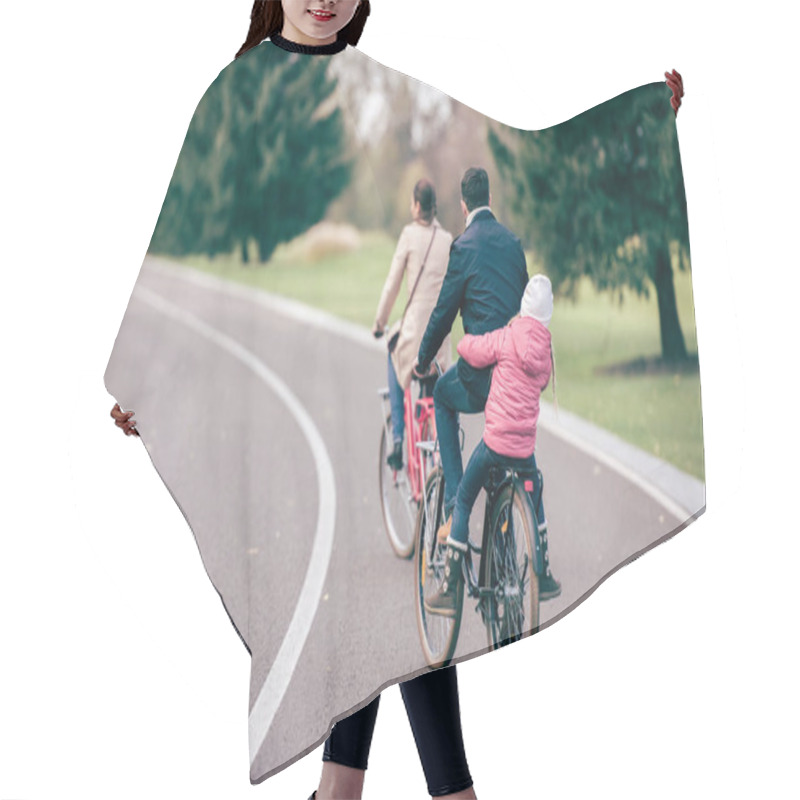 Personality  Family Riding Bicycles In Park Hair Cutting Cape