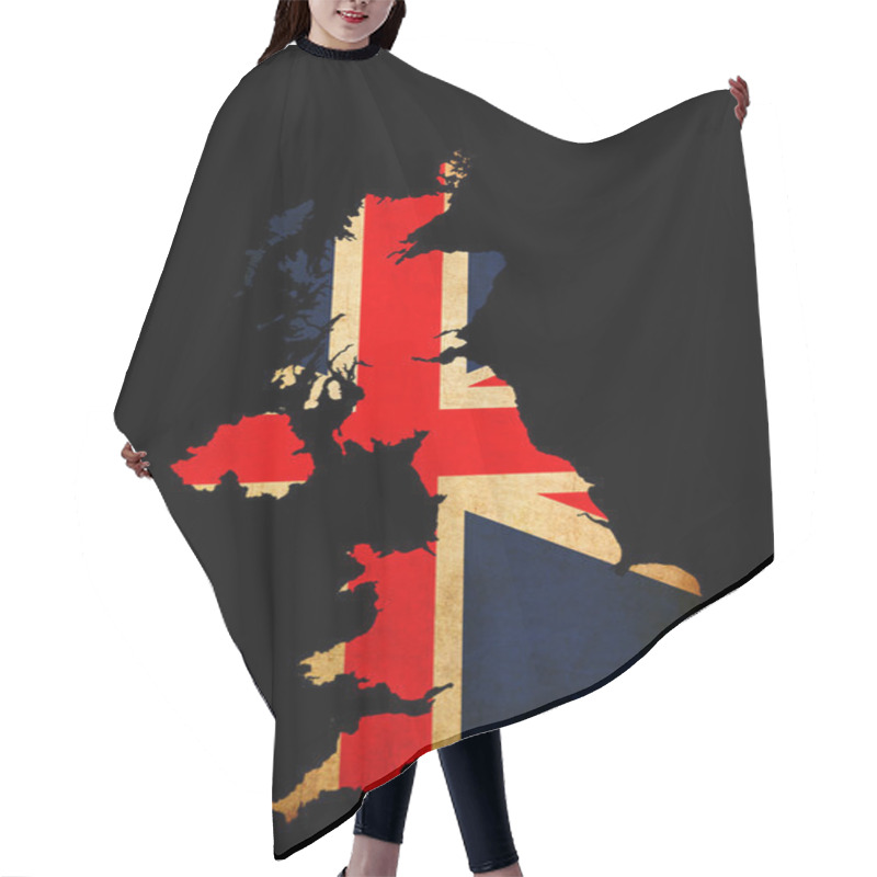 Personality  UK Grunge Map Outline Flag Insert Hair Cutting Cape