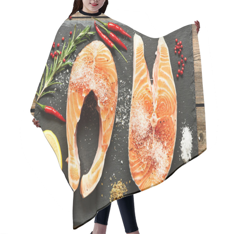 Personality  Raw Salmon Steaks Hair Cutting Cape