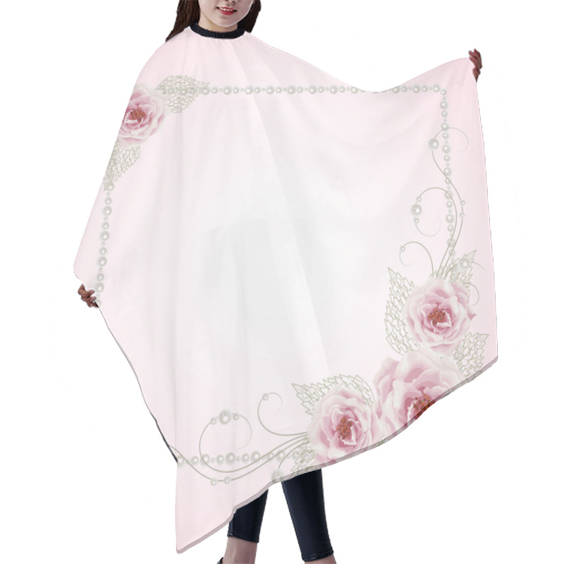 Personality  Floral Frame With Pearls Hair Cutting Cape