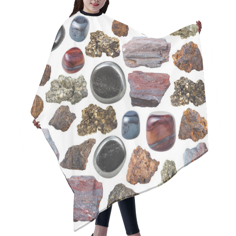 Personality  Various Iron Ore Stones And Rocks Isolated Hair Cutting Cape