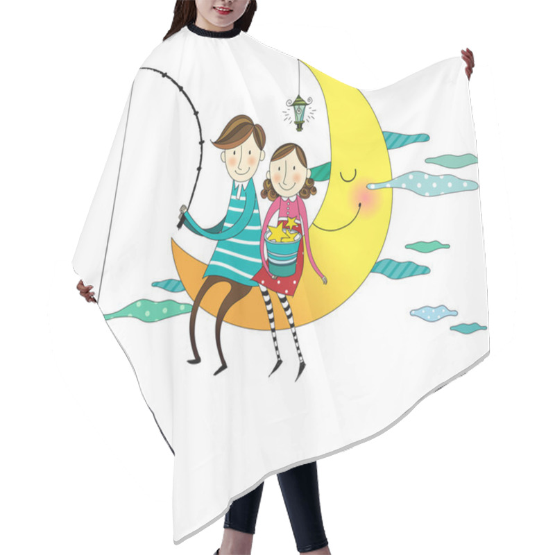 Personality  Happy Couple On The Moon Hair Cutting Cape