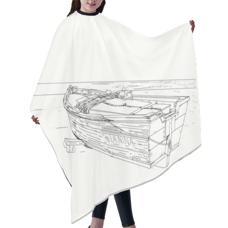 Personality  Boat Sketch Designs With Perspectives And Landscapes Hair Cutting Cape