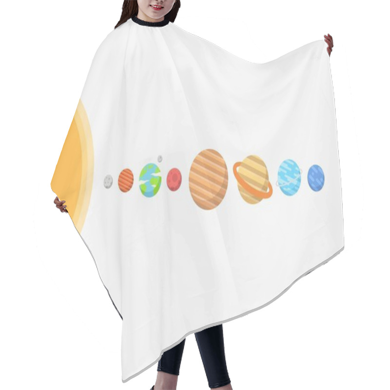 Personality  Solar System Poster Design. Solar System Design On White Background, Minimalist Cartoon Style Vector. Kids Poster, Wall Art Ready For Print. Hair Cutting Cape