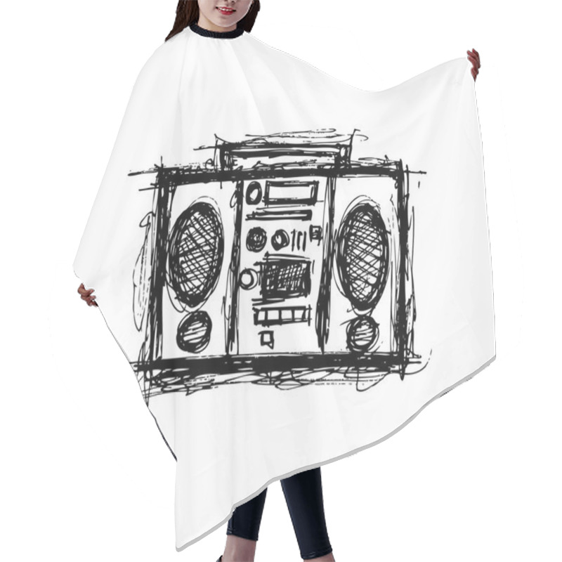 Personality  Grungy Retro Radio Hair Cutting Cape