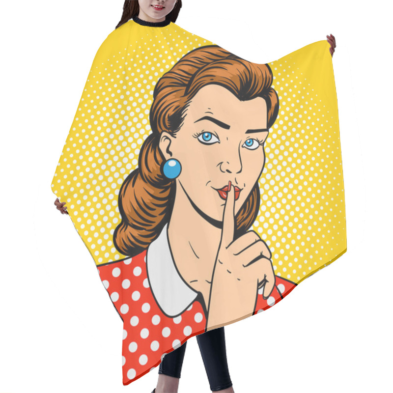 Personality  Girl With Finger Silence Gesture Vector Hair Cutting Cape