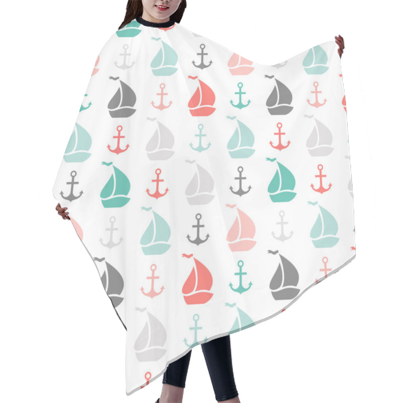 Personality  Seamless Vector Pattern Of Anchor And Sailboat Shape Hair Cutting Cape