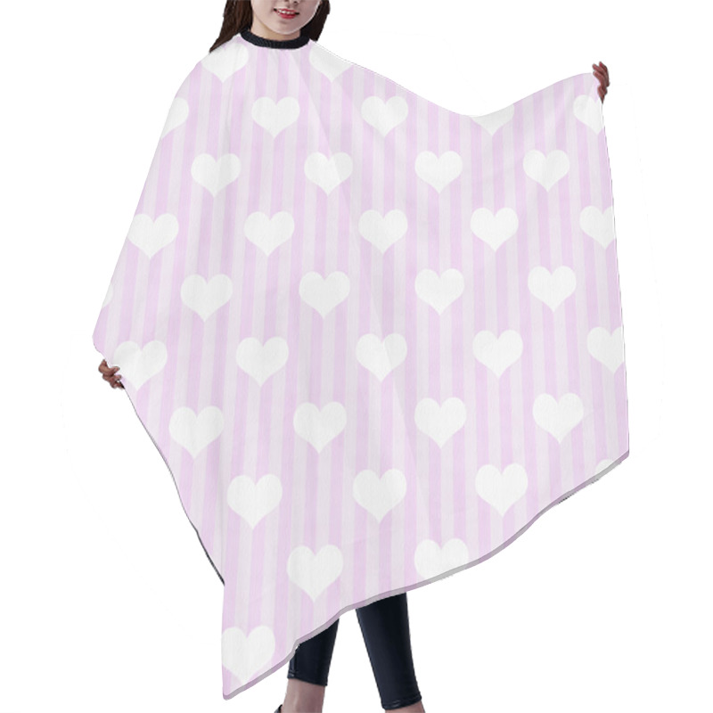 Personality  Pink And White Hearts And Stripes Fabric Background Hair Cutting Cape