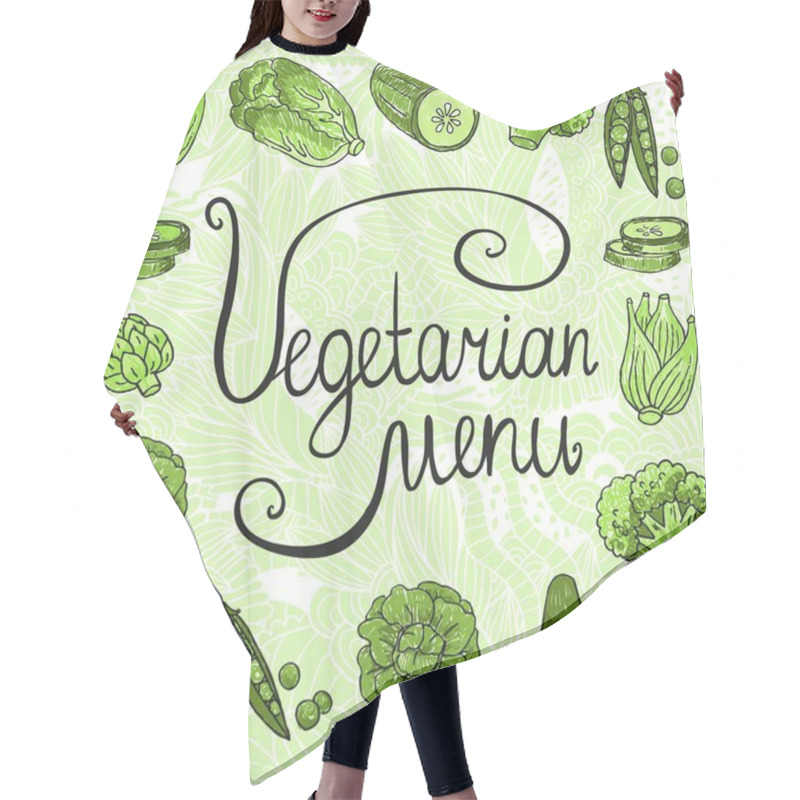 Personality  Vegetarian Green Menu Hair Cutting Cape