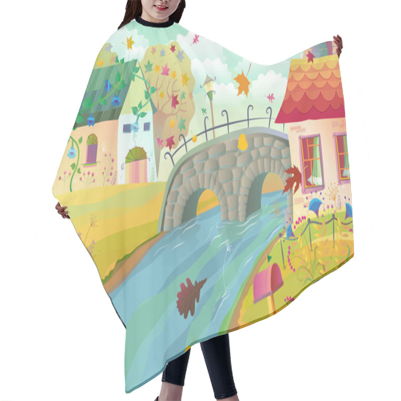 Personality  Autumn Rural Landscape Hair Cutting Cape