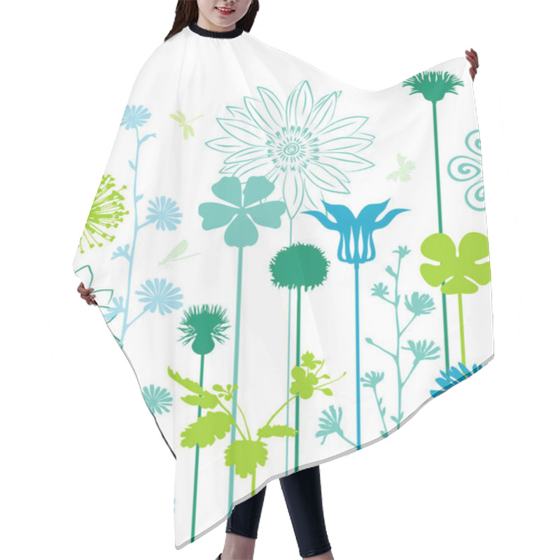 Personality  Blue Flower Bed Hair Cutting Cape