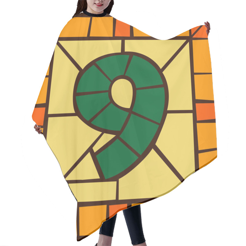 Personality  9 - Mosaic Numbers, Stained Glass Window Hair Cutting Cape