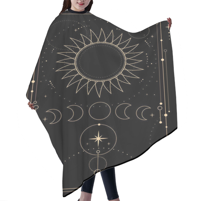 Personality  Mystical Esoteric Composition Of The Sun, Moon And Stars Hair Cutting Cape