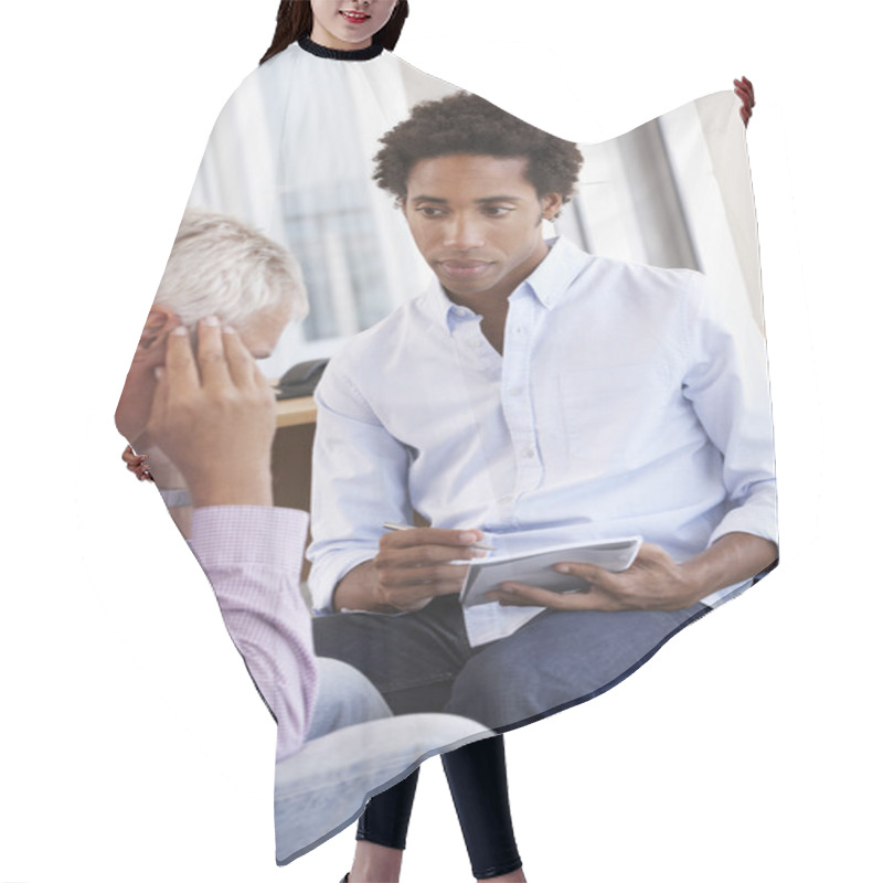 Personality  Man Having Counselling Session Hair Cutting Cape