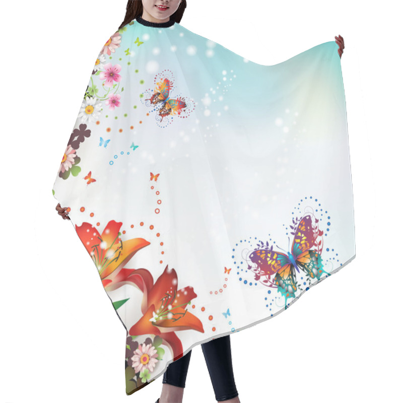 Personality  Butterflies And Flowers Hair Cutting Cape