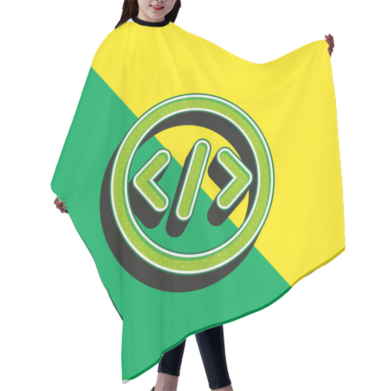 Personality  Bracket Green And Yellow Modern 3d Vector Icon Logo Hair Cutting Cape