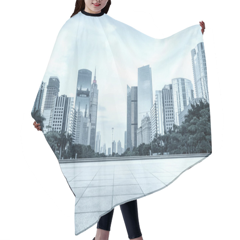 Personality  Modern Square And Skyscrapers Under Cloudy Sky Hair Cutting Cape