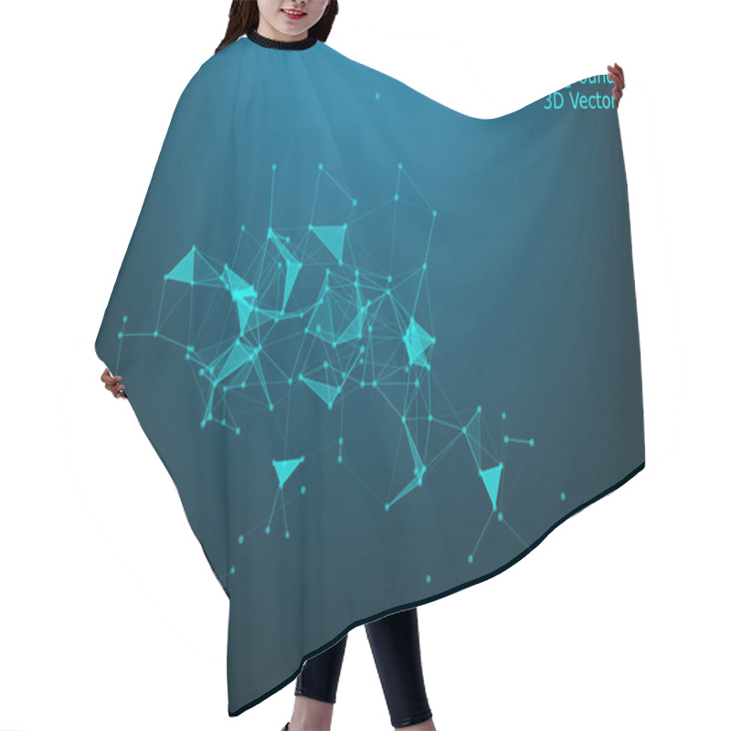 Personality  Abstract Vector Particles And Lines. Plexus Effect. Futuristic Illustration. Polygonal Cyber Structure. Data Connection Concept. Hair Cutting Cape