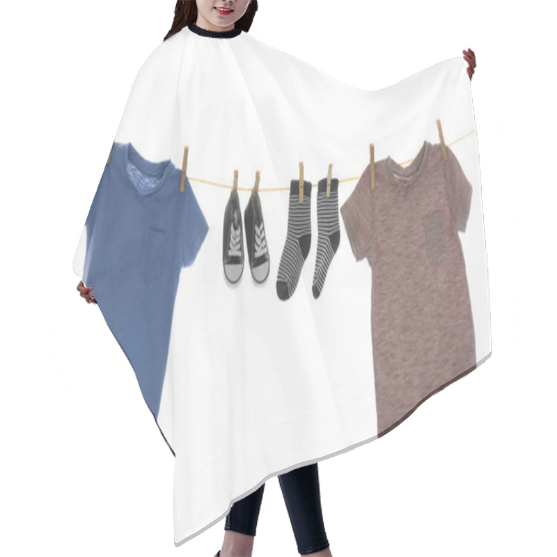 Personality  Clothesline With Hanging Baby Clothes Hair Cutting Cape