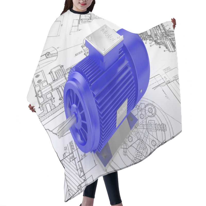 Personality  Industrial Electric Motor On The Drawing Hair Cutting Cape